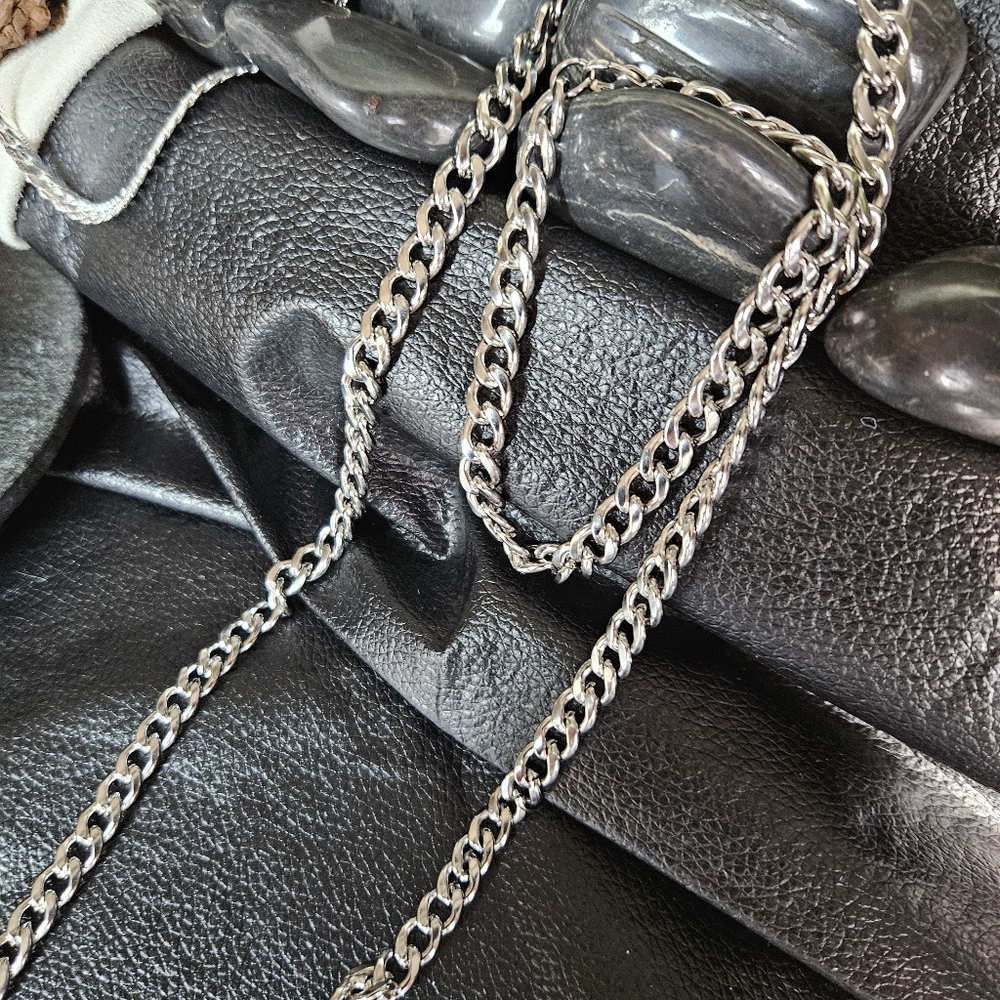 Men's Silver Cuban Link Set